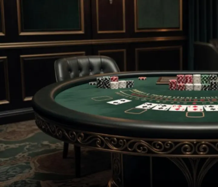 Blackjack asztal bronz dekorációval és prémium kártyalapokkal elegáns különtermi szegmensben